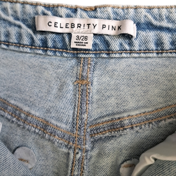 CELEBRITY PINK Acid wash long denim jean skirt slit cotton  boho Chic 3/26 - Picture 3 of 12